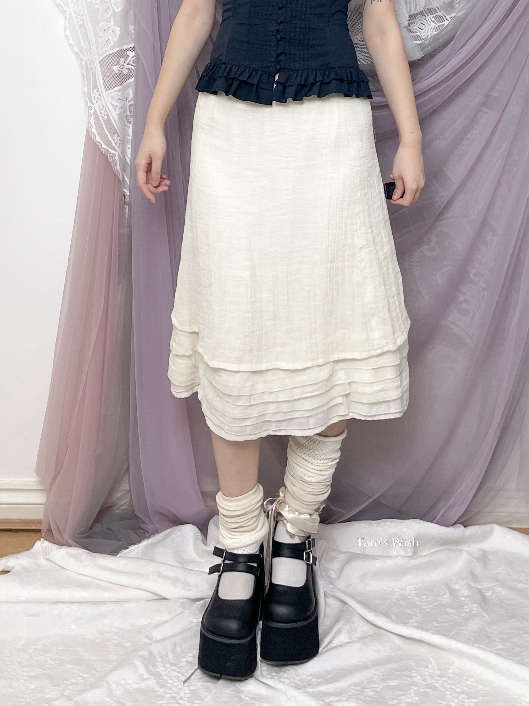 Layered Mesh Midi Skirt