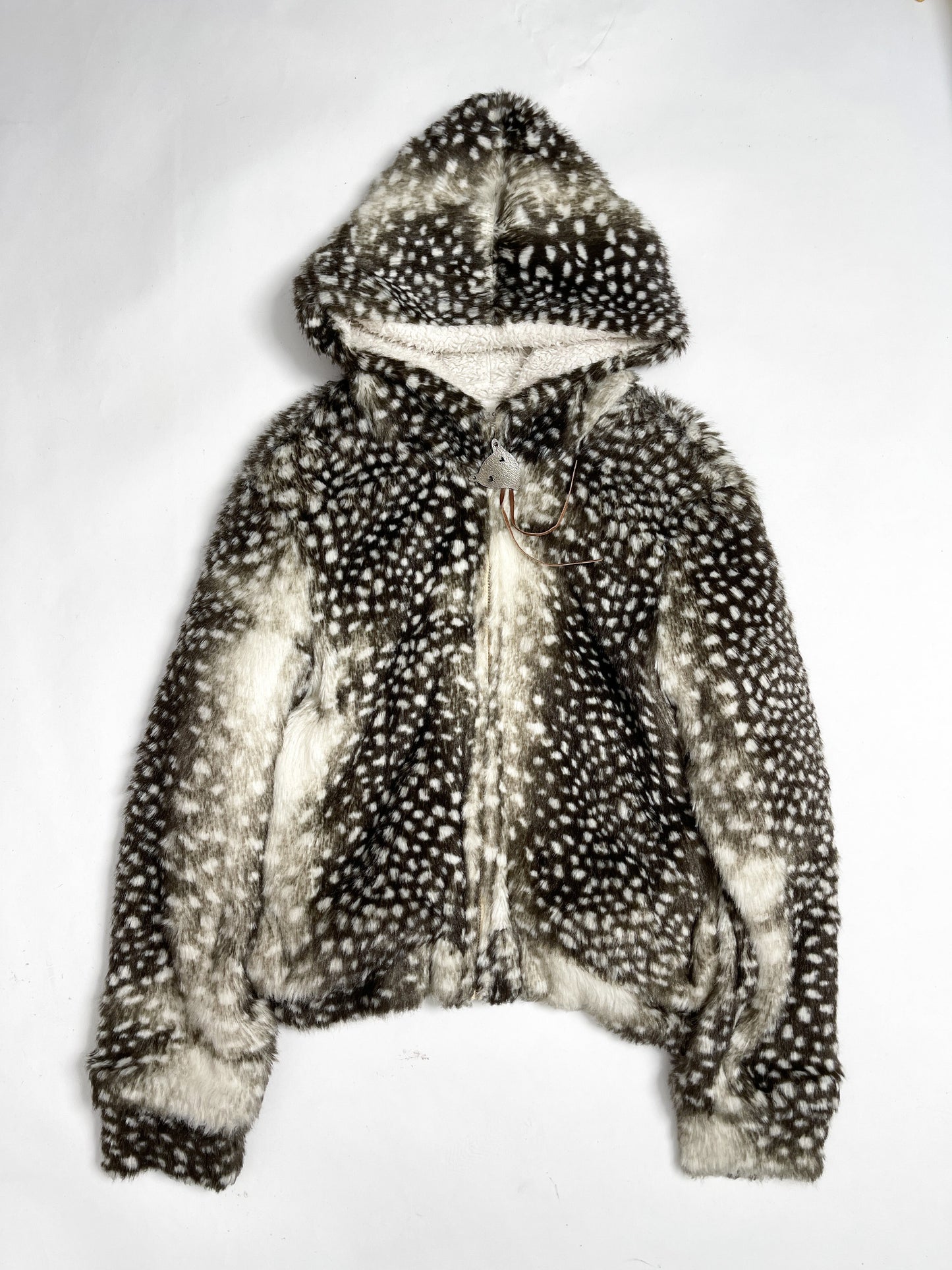 Tsumori Chisato Bambi Fur Zip Up Coat with Hood