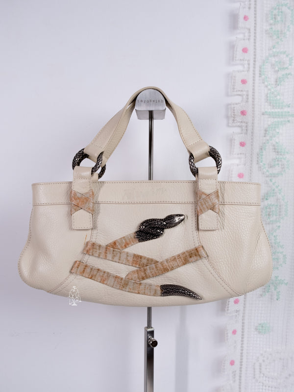ROBERTO CAVALLI LEATHER SNAKE HANDBAG