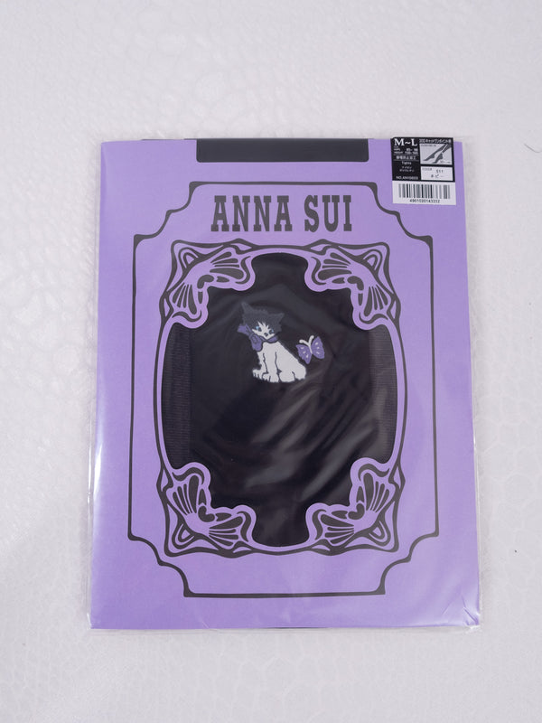 ANNA SUI EMBROIDERED CAT TIGHTS