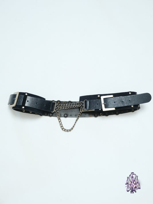 Vintage asymmetric suede belt