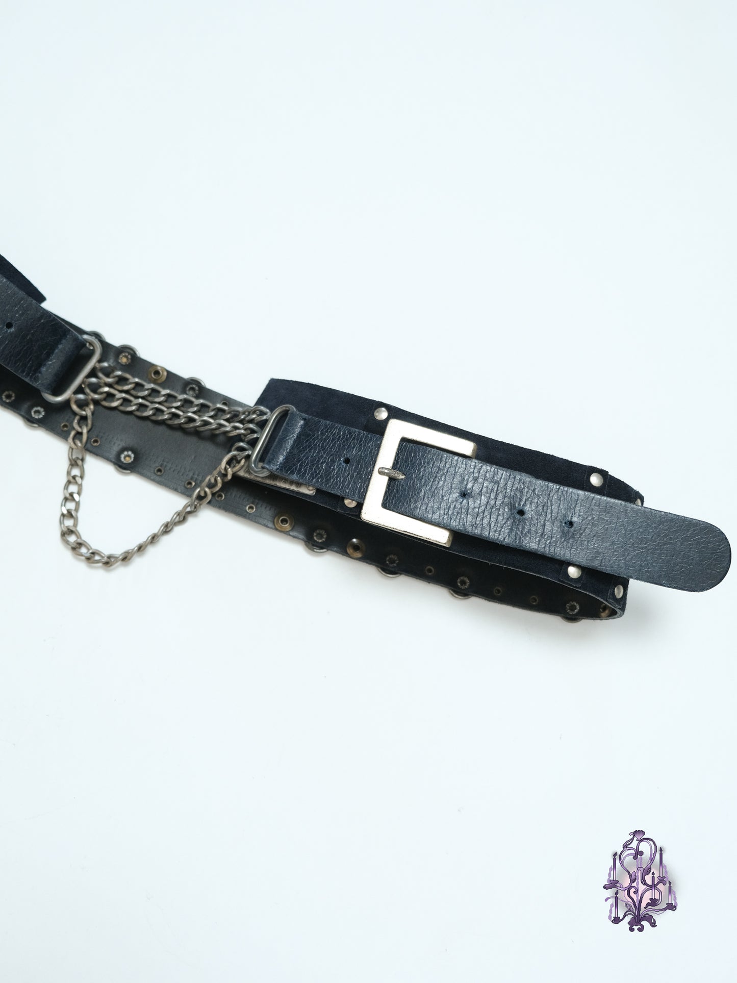 Vintage asymmetric suede belt