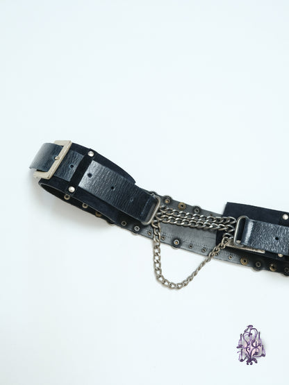 Vintage asymmetric suede belt