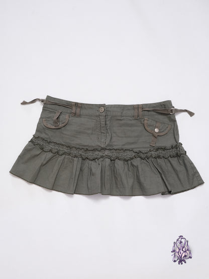 Jennyfer khaki ruffle hem cargo mini skirt