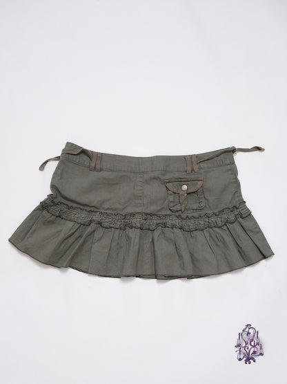 Jennyfer khaki ruffle hem cargo mini skirt