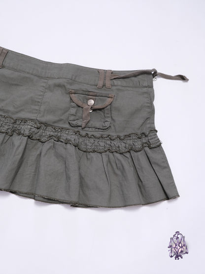 Jennyfer khaki ruffle hem cargo mini skirt