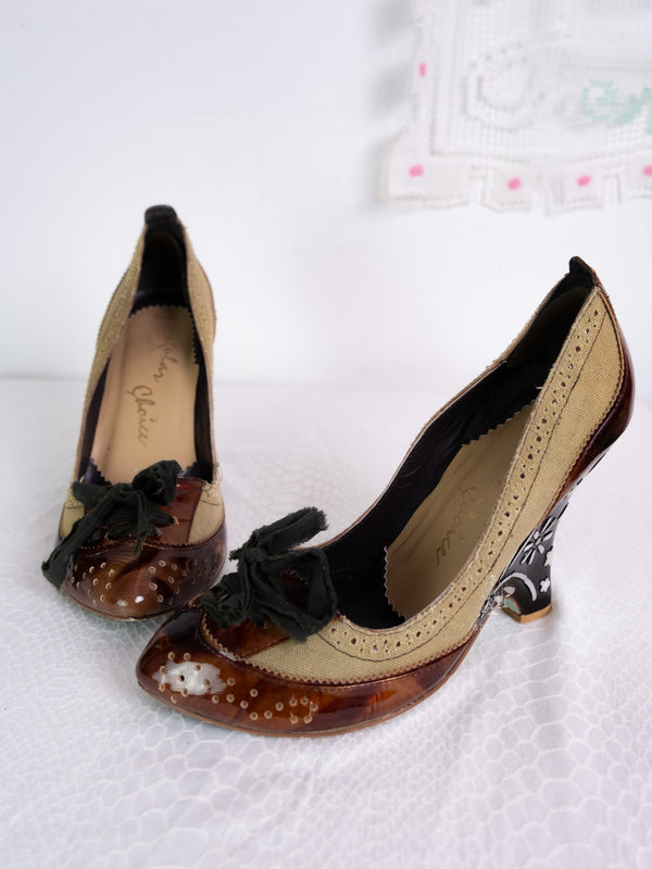 BROWN BOW DETAIL WEDGE HEELS - EU39