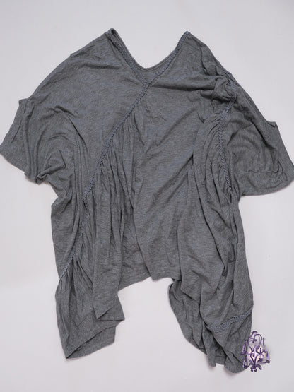 Gomme grey baggy ruched asymmetric tee