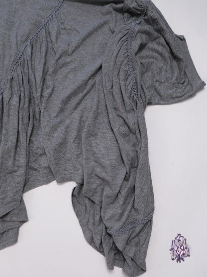 Gomme grey baggy ruched asymmetric tee