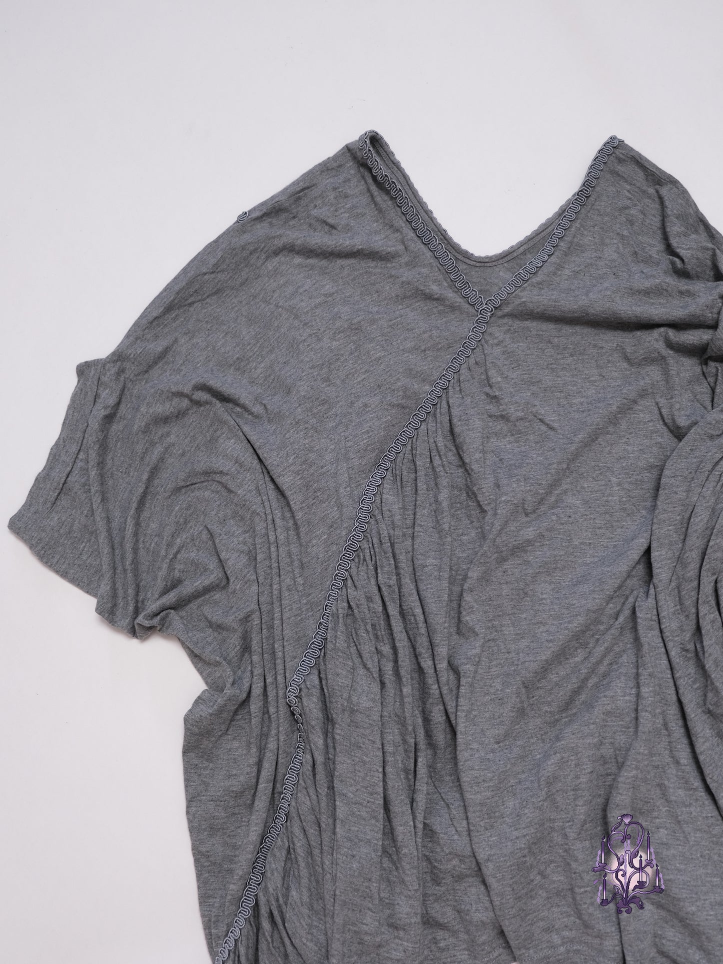 Gomme grey baggy ruched asymmetric tee