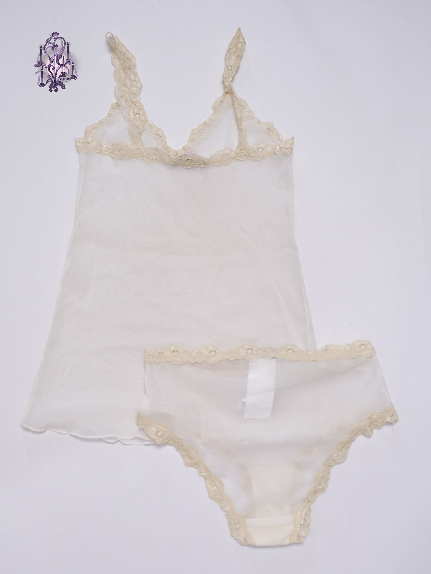 Kookai sheer lace trim camisole with underwear set