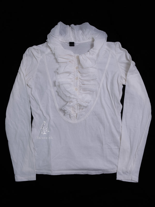 ROMANTIC WHITE RUFFLE HIGH NECK BLOUSE