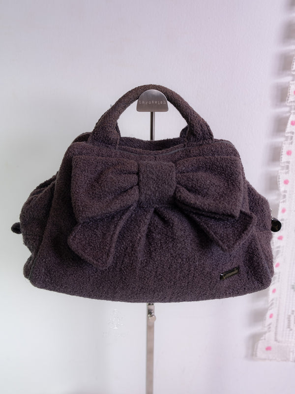 CHARCOAL FLEECE BOW BAG