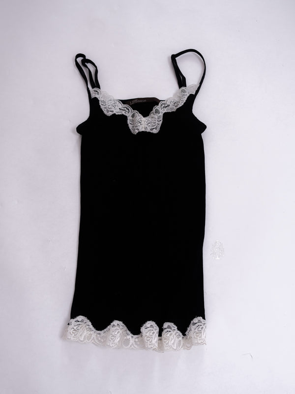 BLACK LACE TRIM CAMISOLE TOP