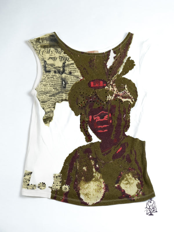 GRAFFITI PRINT SLEEVELESS TEE
