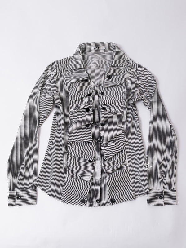 DECONSTRUCTED STRIPED RUCHED SHIRT