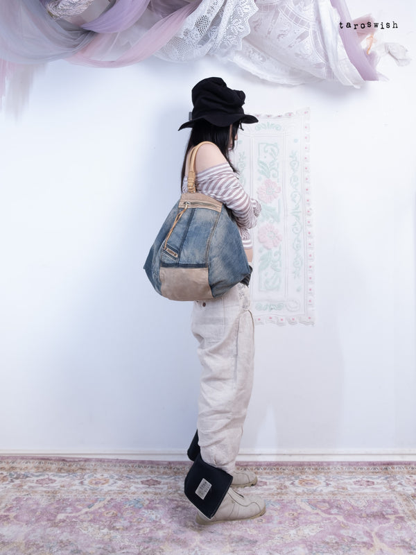 DIESEL DENIM & COW LEATHER LARGE TOTE