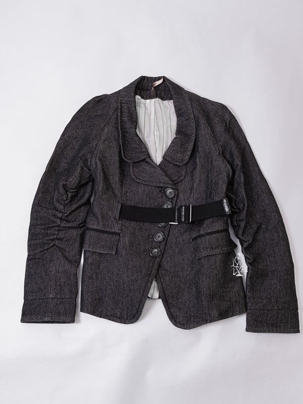 COP COPINE CHARCOAL FITTED BLAZER WITH BELT DETAIL
