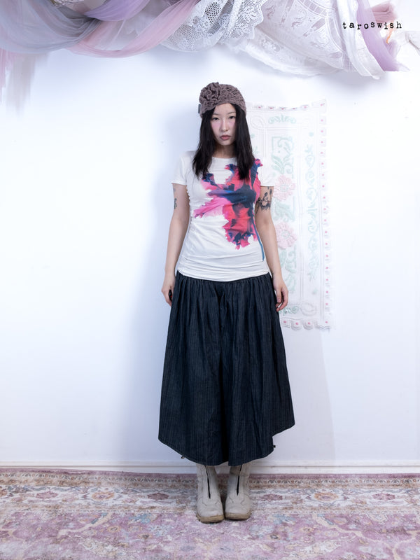 SPORTMAX FLORAL GRAPHIC ASYMMETRIC TEE