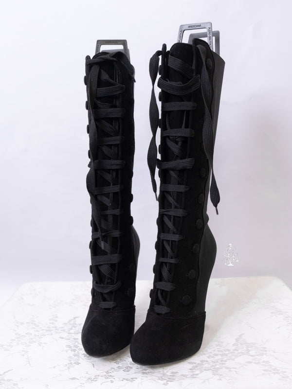 EU39 DOLCEGABBANA FW2012 BLACK VICTORIAN BOOTS