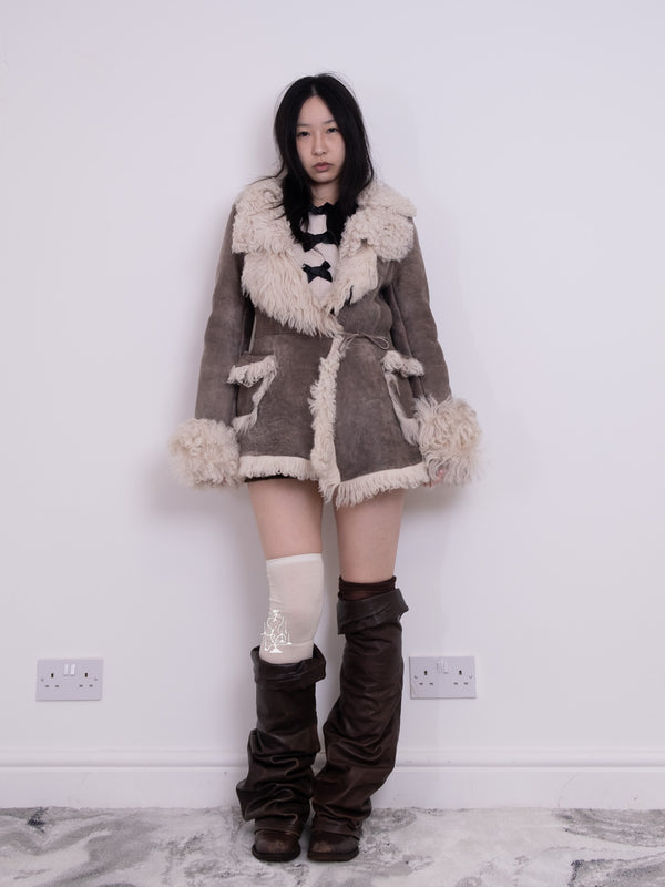 TAUPE SHEARLING FAIRYCORE FLUFF COAT