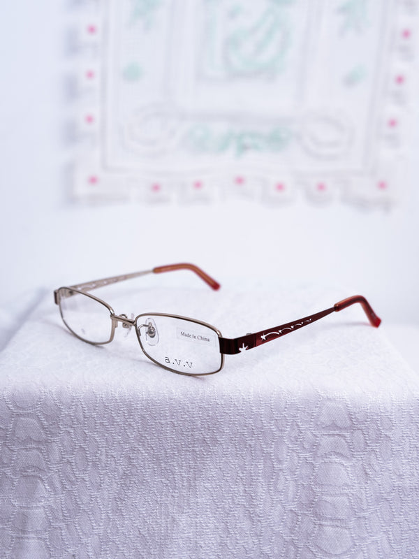 A.V.V RED METAL FRAME GLASSES WITH STAR DETAIL