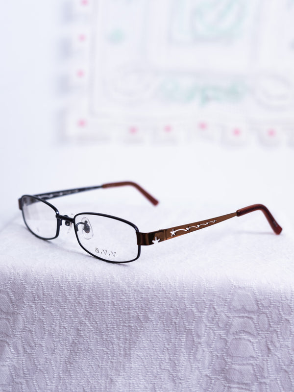 A.V.V BROWN STAR DETAIL RECTANGLE FRAME GLASSES