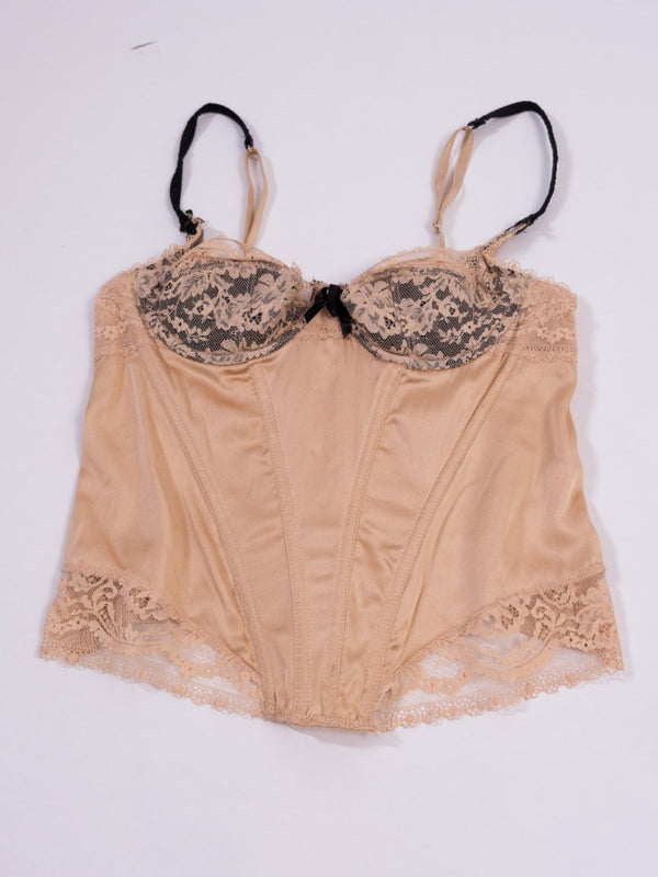 NUDE LACE TRIM CORSET CAMISOLE