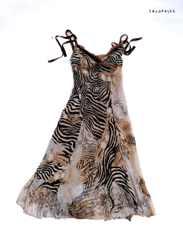 ANIMAL PRINT RIBBON STRAP DRESS