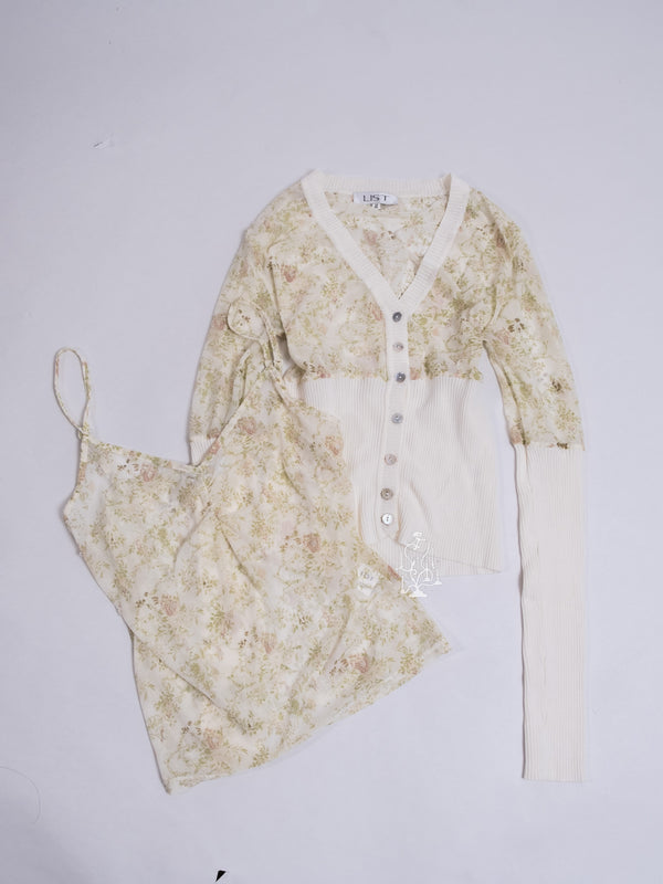 FLORAL KNIT CARDIGAN & CAMI SET