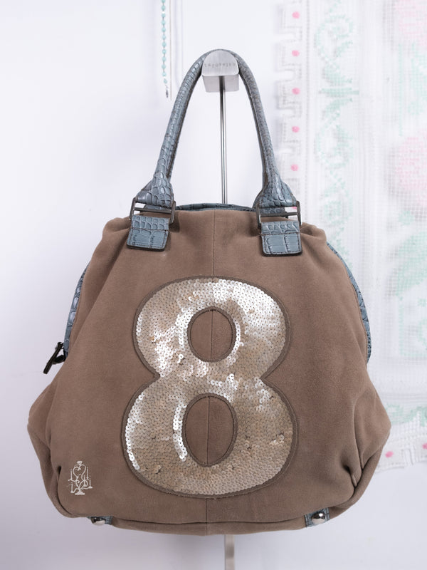 8 SEQUIN SUEDE BOSTON BAG