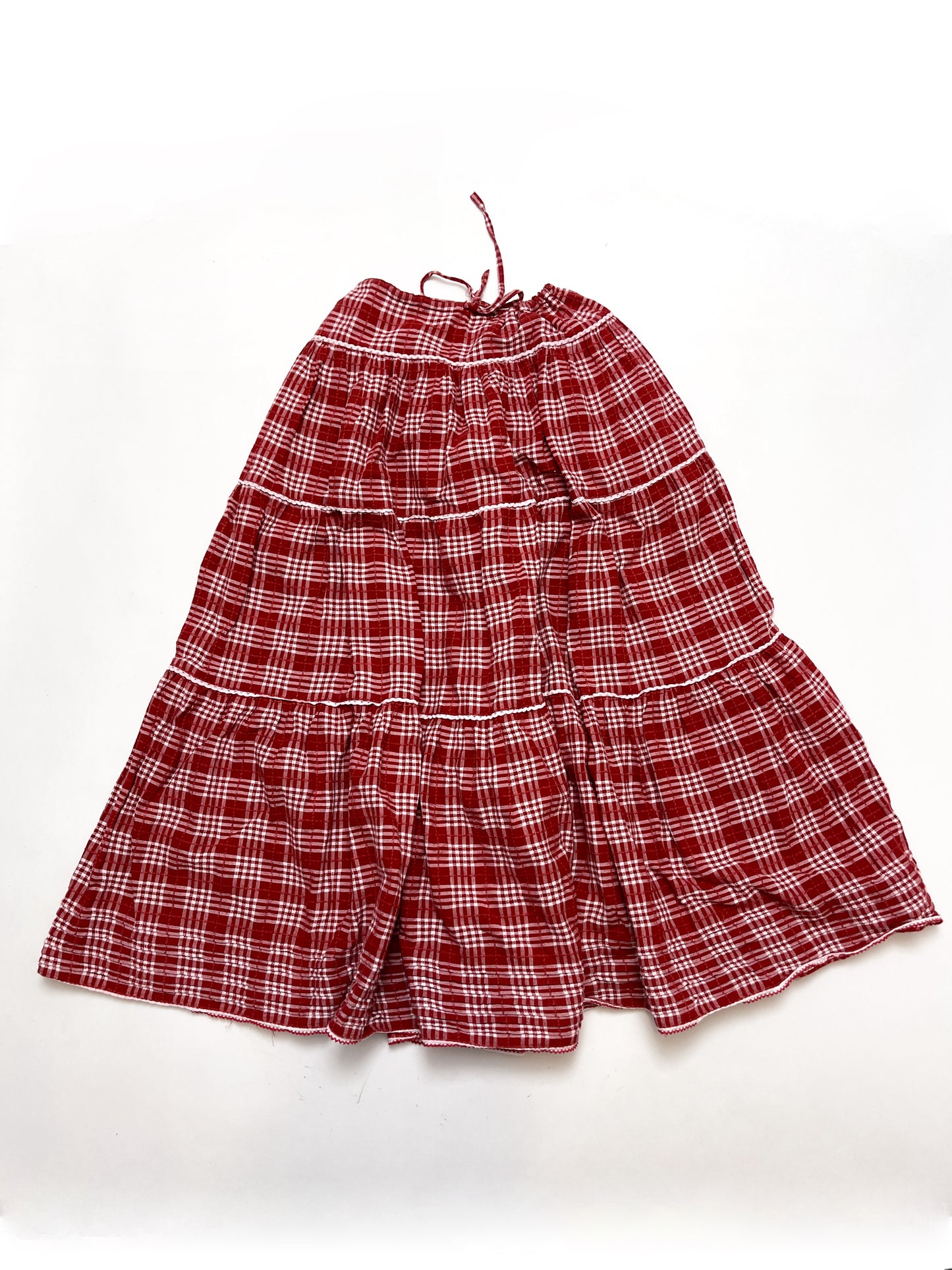 Pink House Red Tartan Maxi Skirt