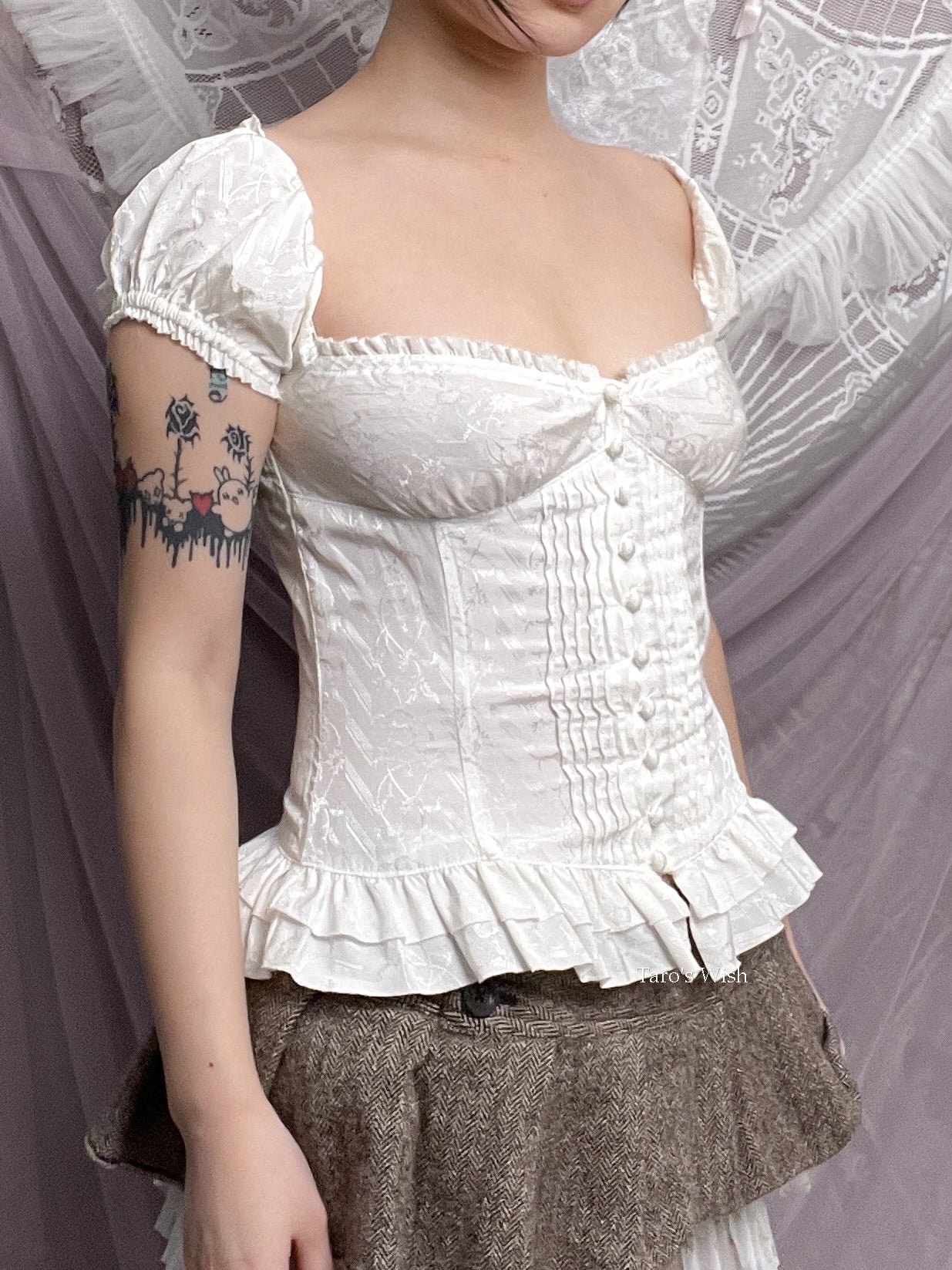 Double Standard Clothing Milkmaid Lace Up Corset Top
