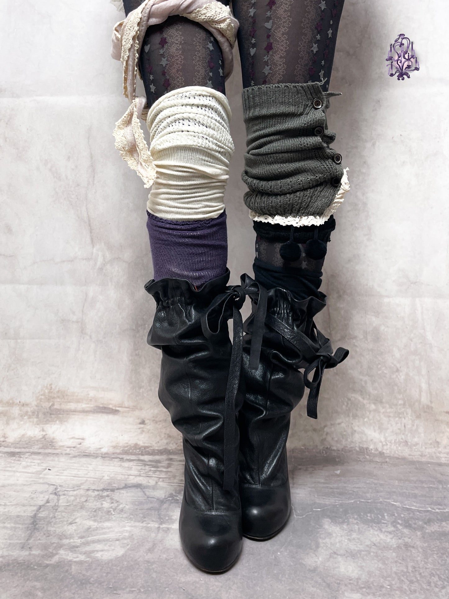 eu39 real leather ruffle trim slouch boots, marc jacobs