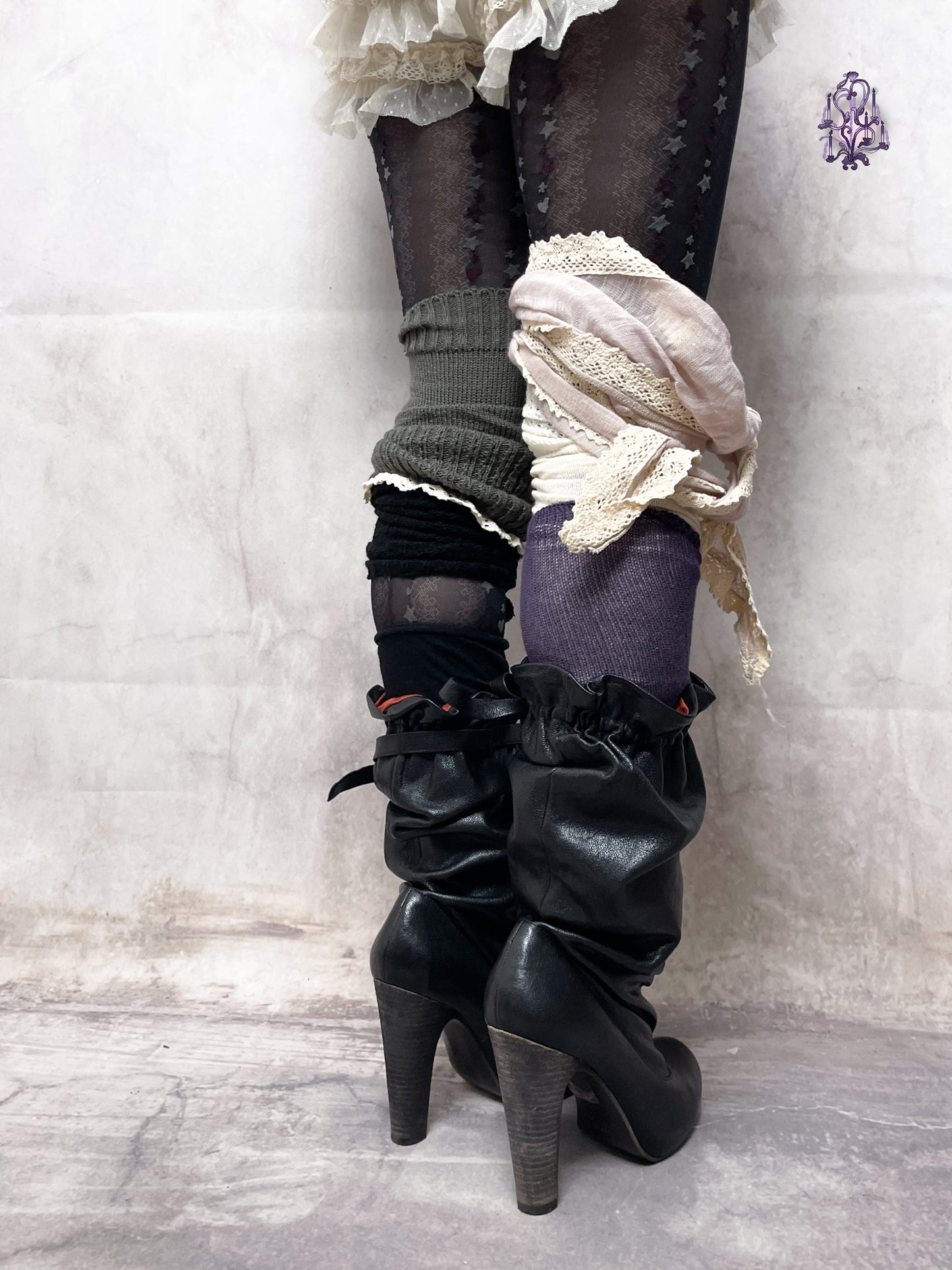 eu39 real leather ruffle trim slouch boots, marc jacobs