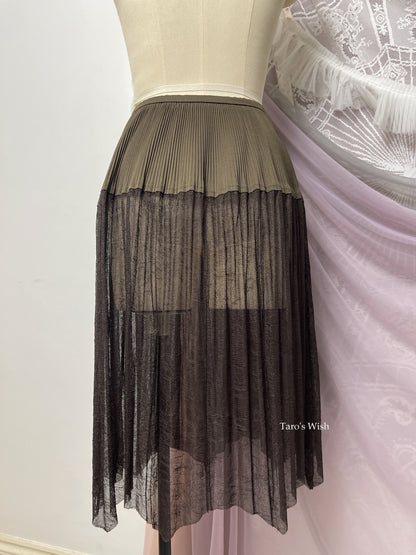 Senso Unico Pleats Sheer Mesh Midi Skirt