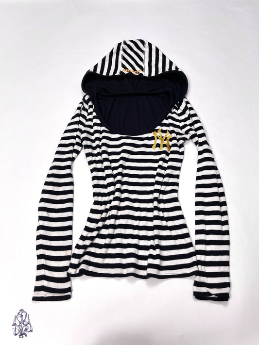 NY Double sides to wear striped long sleeves hoodie