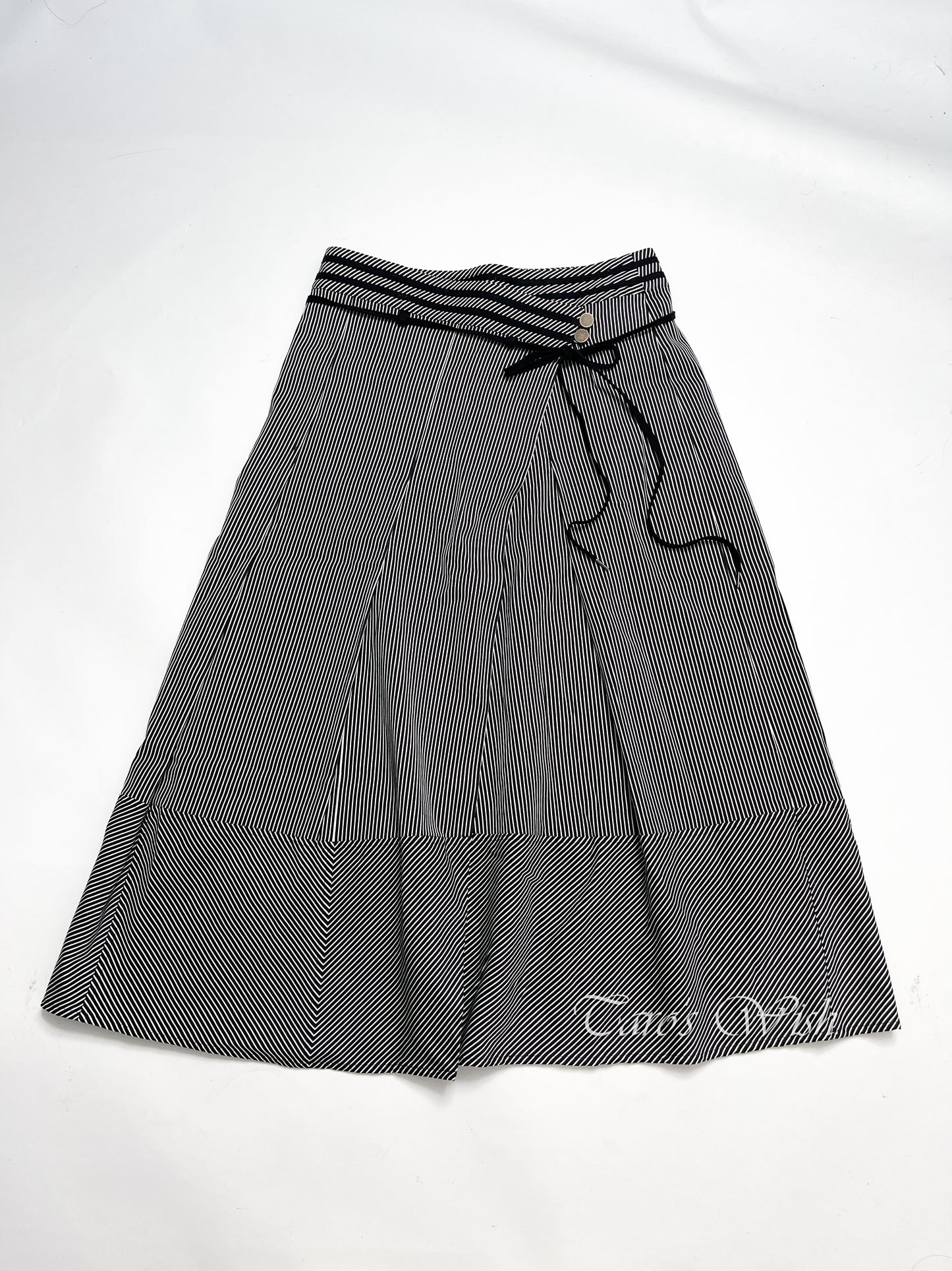 Hiroko Koshino Asymmetrical Striped Maxi Skirt