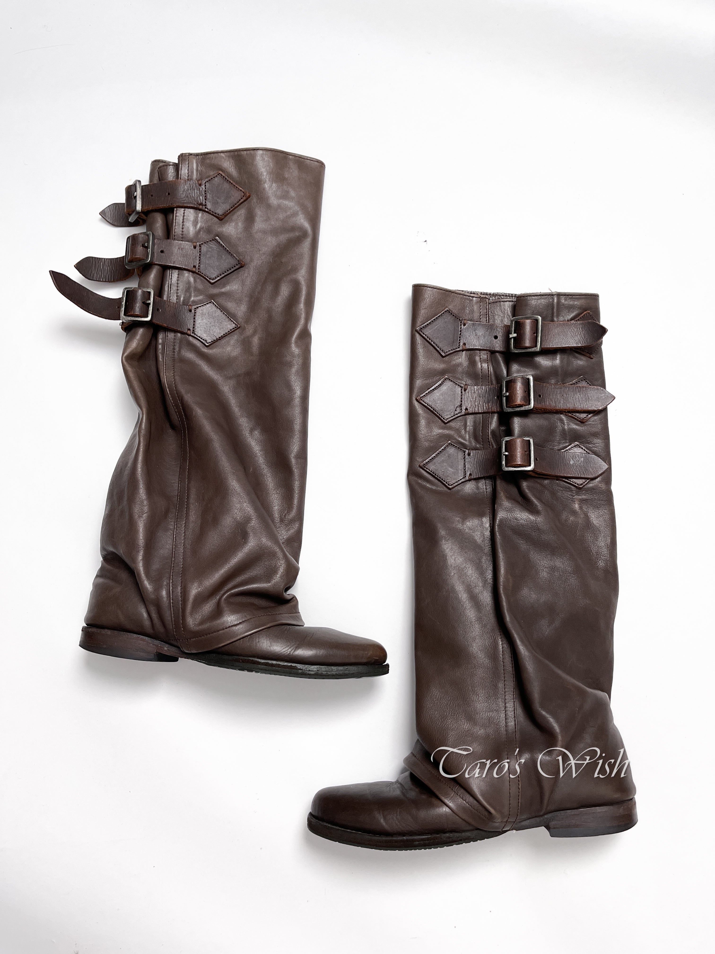 Genuine leather slouch store boots