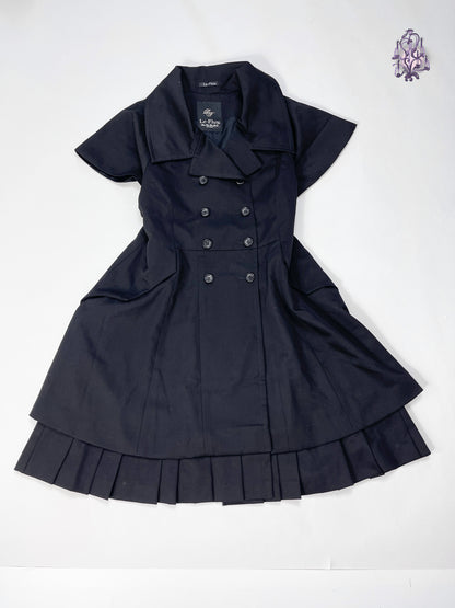 double line buttons dress with belt in the back, japanese label le-fluy