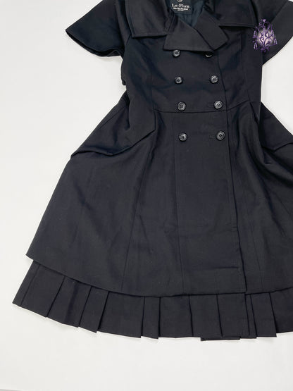 double line buttons dress with belt in the back, japanese label le-fluy