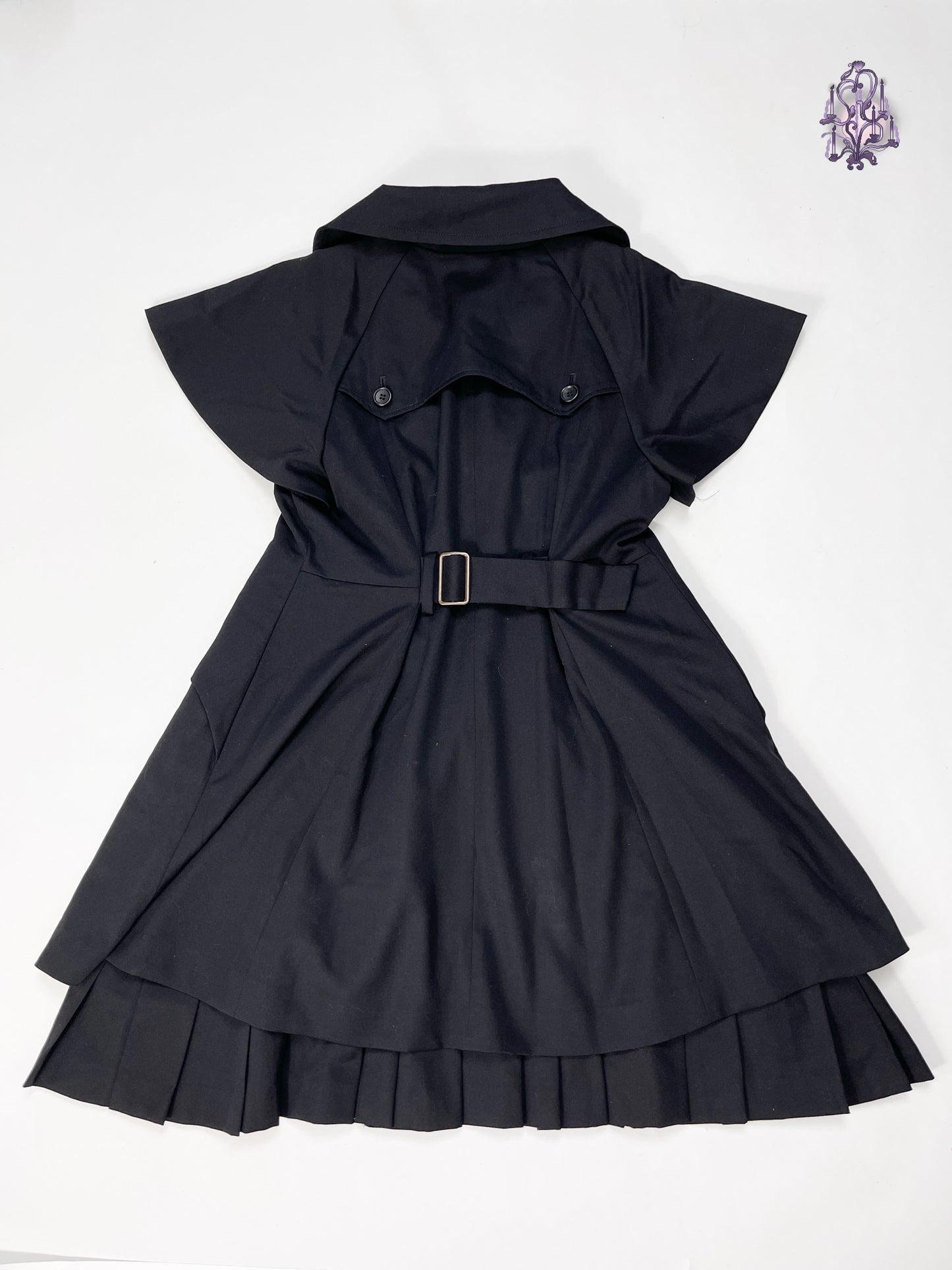 double line buttons dress with belt in the back, japanese label le-fluy