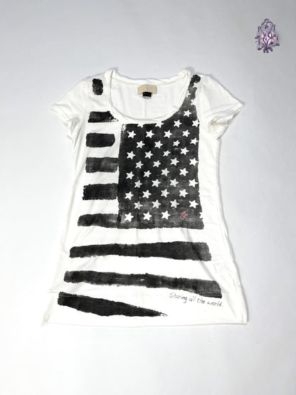 usa flag graphic print tee, japanese label