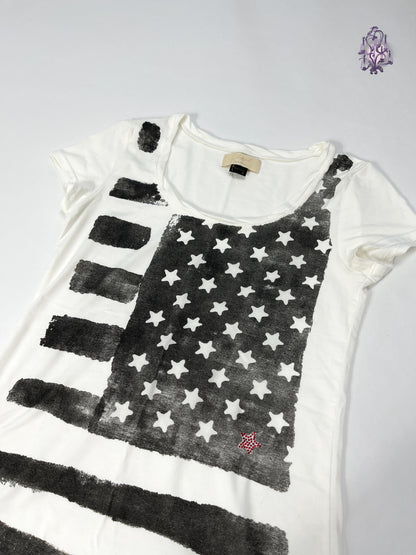 usa flag graphic print tee, japanese label