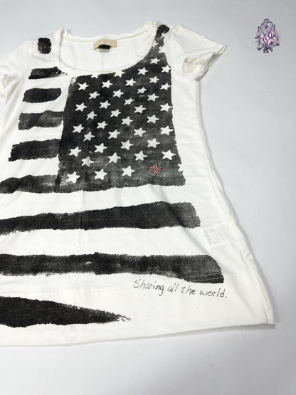 usa flag graphic print tee, japanese label