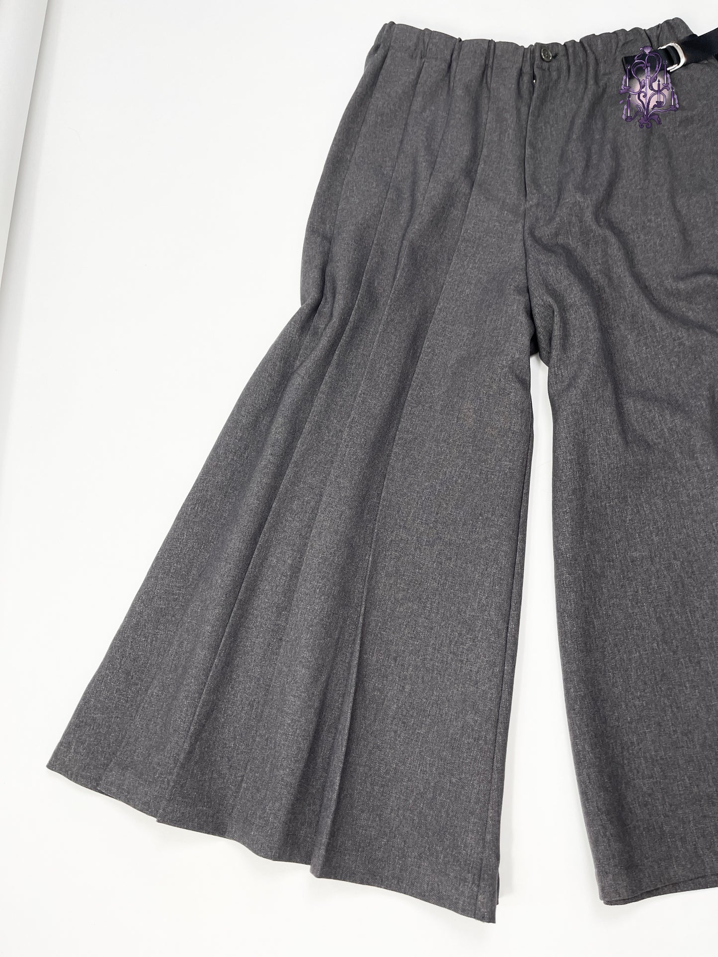 asymetric pleats wide leg pants, japanese label zucca