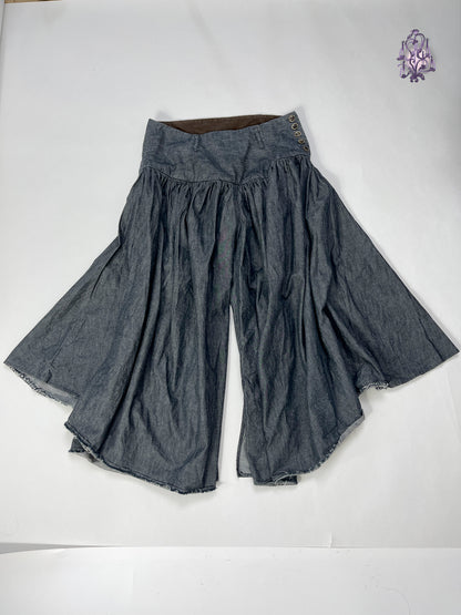 side buttons up wide pants, japanese label kapital