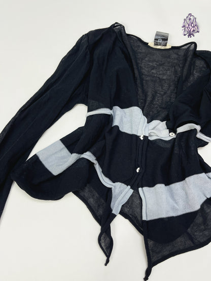 striped semi sheer cardigan, euro label