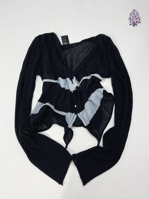 SEMI SHEER STRIPE CARDIGAN