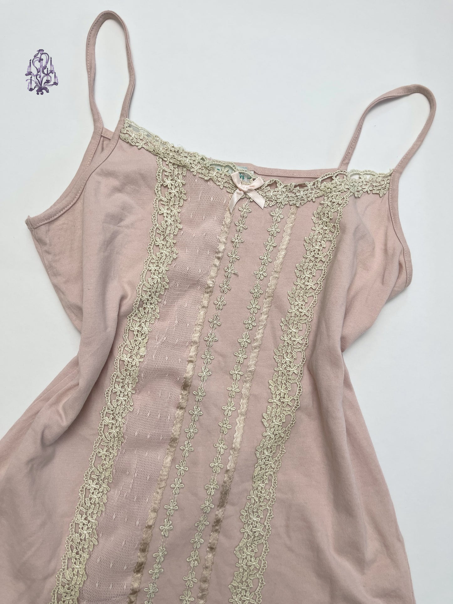 Lace trim ribbon babydoll camisole